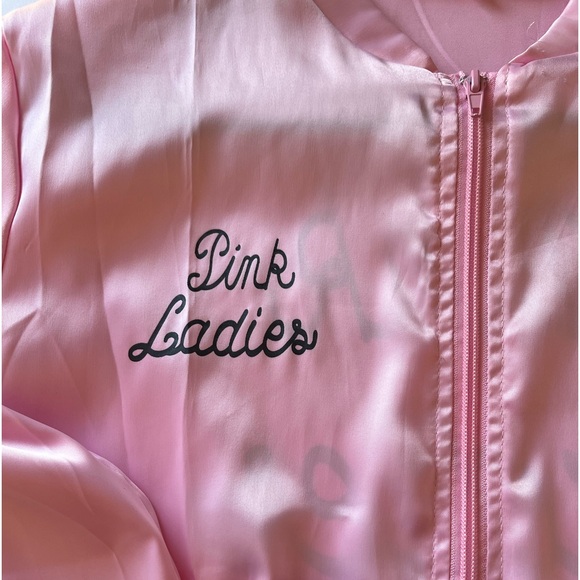 PINK LADIES HALLOWEEN JACKET AND 50’S SUNGLASSES WORN ONCE - Picture 1 of 3